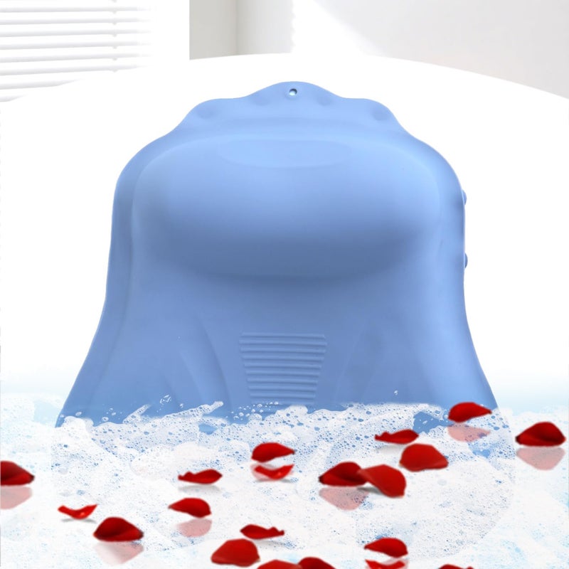 Deenwada Silicone Bath Pillow for Tub – Ergonomic Bathtub Headrest with Inflatable Air Cushion, Non-Slip Suction Cups & Neck/Back Support – Comfortable Spa Bath Accessory for Relaxation (Blue) - Image 1
